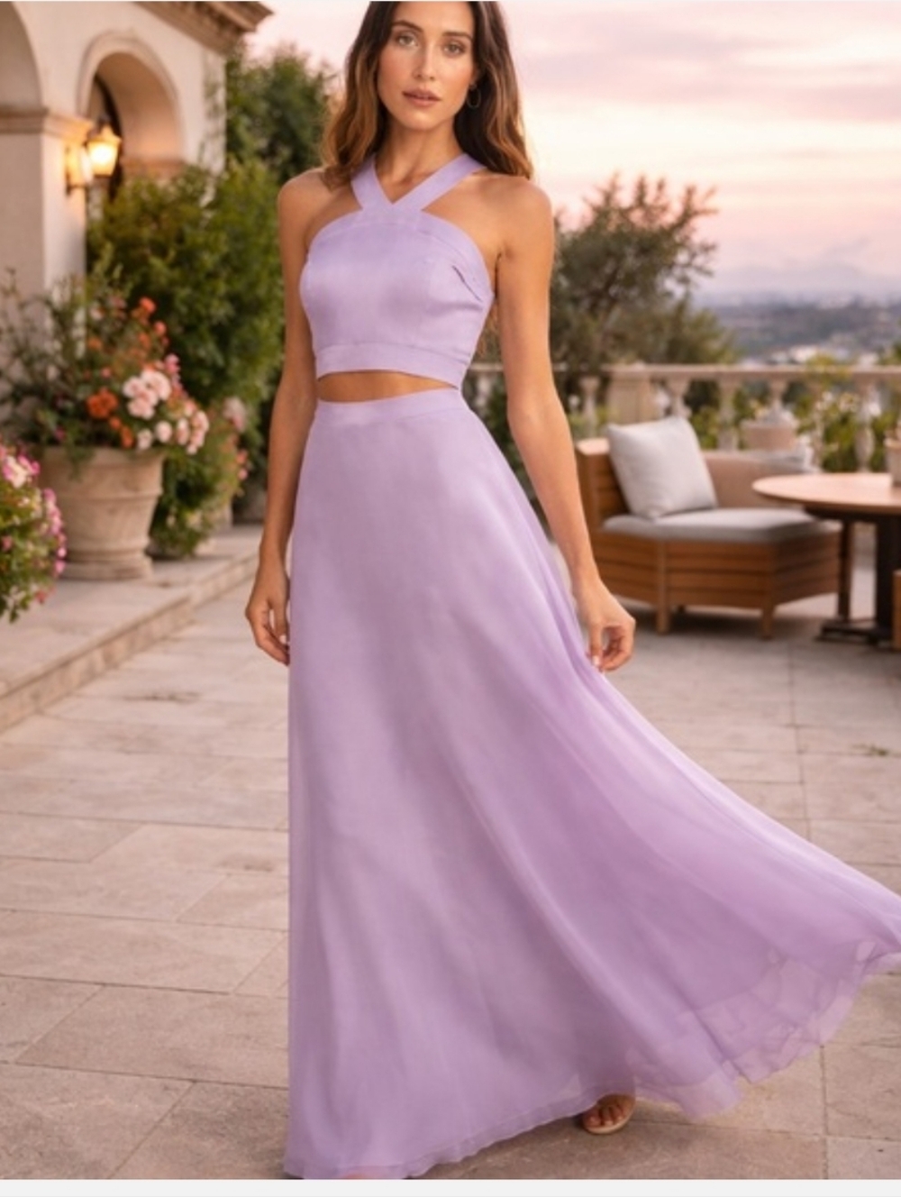 Lulus Lavender Organza 2 Piece Set Maxi M